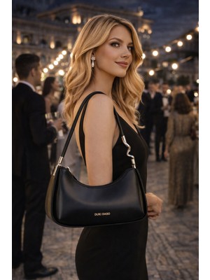Duki Daso Türkiye Siyah Kavisli Kadın Omuz Çantası | Siyah MT1531