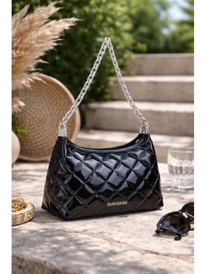 Duki Daso Türkiye Siyah Kapitone Zincir Askılı Kadın Omuz Çantası | Siyah MT1545