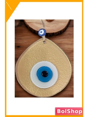 BolShop El Yapımı Mavi Nazar Boncuklu Damla Form Duvar Dekorasyonu