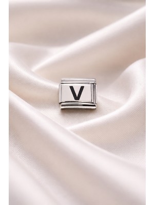 AyrStore Nomination Bileklik Uyumlu V Harfi Charm – Paslanmaz Çelik Harf Modül – Kişiye Özel Bileklik Aksesuarı