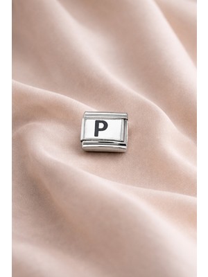 AyrStore Nomination Uyumlu “p” Harf Charm – Çelik Bileklik Modülü, Kişiye Özel Harf Aksesuarı