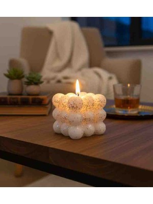 Home Art Paris Lüks Dekoratif simli Bubble Mum Seti - Simli ve Aromatik Kokulu El Yapımı Estetik Küp Mumlar