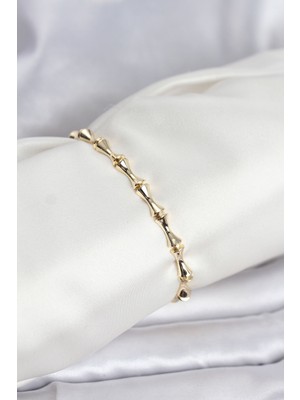 AyrStore Pirinç Gold Renk Vıp Seri Kemik Model Zirkon Taşlı Kadın Bileklik