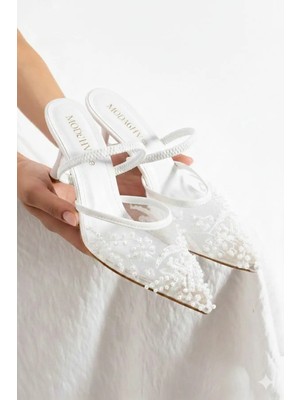 Felisya Butik Fomax File Nakış ve Boncuk Baskı Detaylı Kadın Topuklu