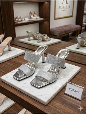 Felisya Butik Moda 16HV Kadar Terlik Şeffaf Simli