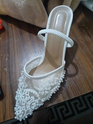 Felisya Butik Fomax File Kadın Topuklu Beyaz Suni Deri Kaymaz Taban 39 Numaralı