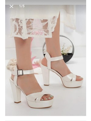 Felisya Butik Kadın Beyaz 12 cm Beyaz Platform Gelinlik Ayakkabısı