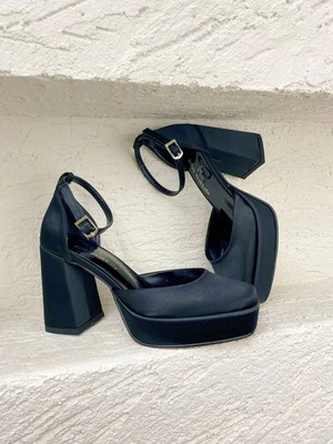 Felisya Butik Siyah Saten Kadın Abiye Ayakkabı