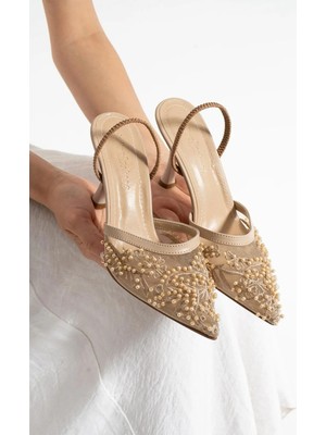 Felisya Butik Gelinlik Çiçekli Detaylı Dantel Abiye Ayakkabı Y.s.r (7cm)