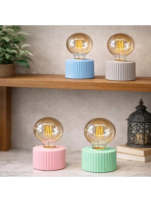 Pileli Store Ampul Tasarımlı Retro Masa Lambası