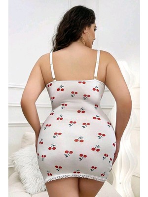 Felisya Butik Büyük Beden Desenli Esnek Gecelik