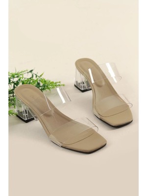 Felisya Butik Kadın Şefaf Bantlı Topuklu Terlik