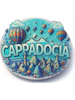 Pileli Store Kapadokya Temalı Ahşap Buzdolabı Magneti Model 6