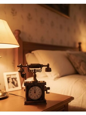 Pileli Store ZN8808B Telefon Şeklinde Çalar Saat Bronz