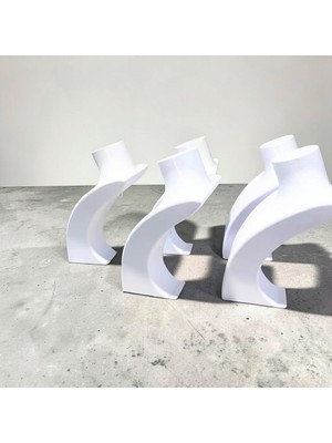 3D Tasarım Boyun Manken Kolye Standı (5li Ürün) Beyaz