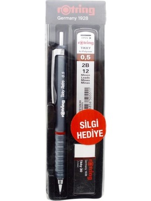 Rotring Okul Seti Versatil Kalem Tikky Retro 0.5+Min Silgi Hediyeli Gri