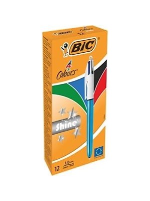 Bic 949896 Tükenmez Kalem Shine 4 Colours Mavi Gövde 12 Li (1 Paket 12 Adet)