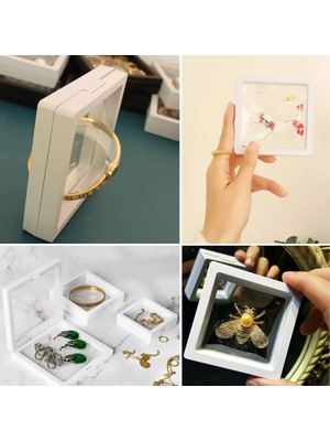 MidasTech  7x7 cm Standlı 3D Takı Ziynet Hatıra Koleksiyon Saklama Kutusu Şeffaf Film Çerçevesi