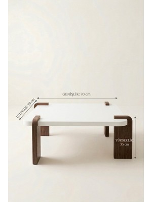 tridihome Modern Iskandinav Kare Orta Sehpa Masif Ahşap Ayaklı Beyaz Orta Sehpa Salon Ofis Sehpası  Lüks Orta Sehpa