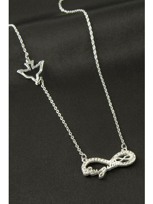 Zero Land Hnrlishp Sevgilim Yazılı Sonsuzluk Şans Kolye - Gümüş Rengi