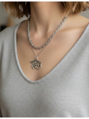 Silver Gümüş Kaplama 2'li Ra Güneş Tanrısı Kolye