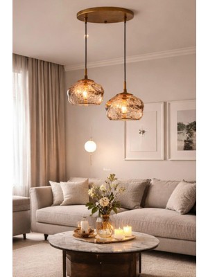 Liquid Glass Modern Sarkıt Avize – Bakır , Gold , Füme Organik Tasarım Tekli Avize