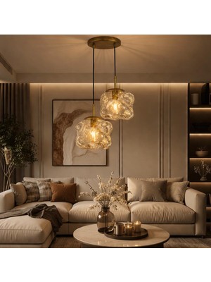 Liquid Glass Modern Sarkıt Avize – Bakır , Gold , Füme Organik Tasarım Tekli Avize