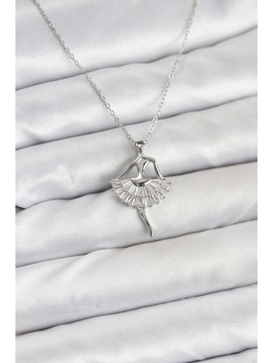 AyrStore 316L Çelik Gümüş Renk Balerin Model Kadın Kolye