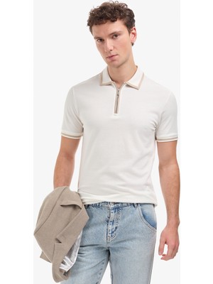 Pierre Cardin Erkek Ekru Slim Fit Tişört 50321201-VR019