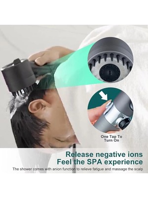 AyrStore Masajlı Filtreli 3 Fonksiyonlu Siyah El Duşu, Handshower, Massage Handshower