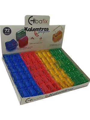 Bafix Kalemtıraş Plastik Tek Bölmeli Kapaklı Ts801 (72 Li Paket)