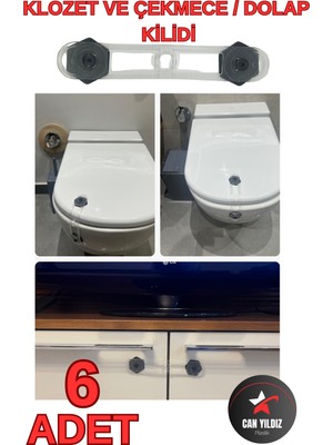 Can Yıldız Plastik Siyah Bebek ve Çocuk Klozet ve Güvenlik Dolap Çekmece Kilidi