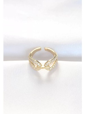 Skygo Zirkon Taşlı Gold Renk Ayarlanabilir Yüzük - TJ-BYK3109