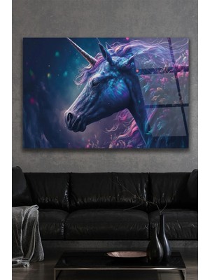 Ar Ajans Kanvas Tablo Unicorn ( Tek Boynuzlu At) Dekoratif Cam Tablo