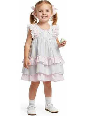 ministok Lena Fırfır Kollu Kız Çocuk Elbise