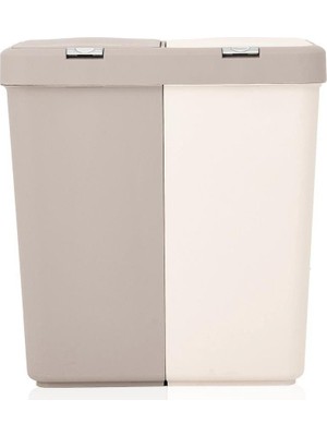 altabi Duo Çamaşır Sepeti Çift Bölmeli Renkliler ve Beyazlar Için Bej - Kahve 80 Lt