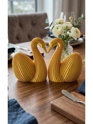 Razmo Modern Dekoratif Ikili Altın Kuğu Biblo Seti – Estetik Salon ve Ofis Aksesuarı