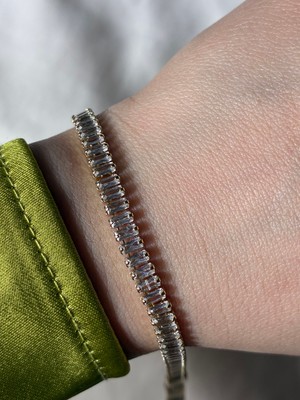 Gold Ince Taşlı Zarif Bileklik (Tennis Model)