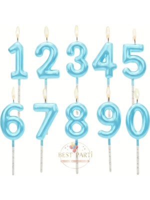 Best Parti Mavi Renk Doğum Günü Rakam Pasta Mumu Yaş-6