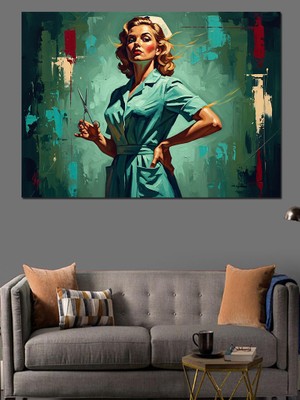 Tablomega Modern Sanatçı Kadın  Dekoratif Kanvas - Mdf Ahşap Tablo