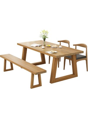 Timber's Team Sagalassos- 2 Sandalyeli 1 Banklı Ahşap Ayaklı Ağaç Yemek Masası / Toplantı Masası / Çalışma Masası