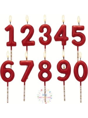 İstoç Parti Kırmızı Renk Doğum Günü Rakam Pasta Mumu Yaş-6