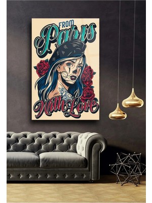 Ar Ajans Kanvas Tablo Vintage Paris Girl Dekoratif Cam Tablo