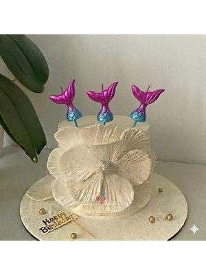 Best Parti 3'lü Deniz Kızı Kuyruğu Figürlü Pasta Mumu