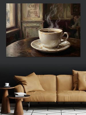 Tablomega Masada Dumanı Tüten Kahve Fincanı Dekoratif Kanvas - Mdf Ahşap Tablo