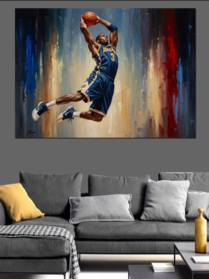 Tablomega Smaç Basan Dinamik Basketbol Oyuncusu Dekoratif Kanvas - Mdf Ahşap Tablo