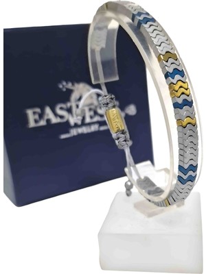 EastWest 925 Ayar Gümüş Wave Serisi Hematit Gümüş Bileklik Fenerbahçe