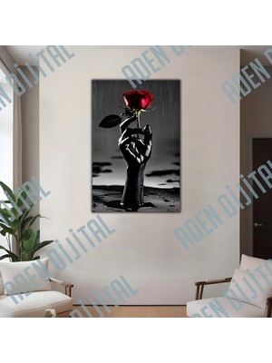 Aden Dijital Dekoratif Kırmızı Gül Temalı Kanvas Tablo