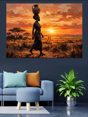 Tablomega Gün Batımında Su Taşıyan Kadın Dekoratif Kanvas - Mdf Ahşap Tablo