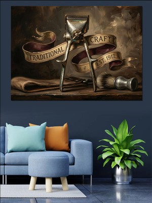 Artmeg Antik Berber Makası ve Tabela Dekoratif Kanvas - Mdf Ahşap Tablo